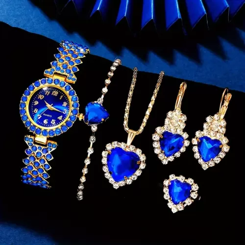 Rhinestone Quartz Watch Blue