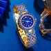 Rhinestone Quartz Watch Blue